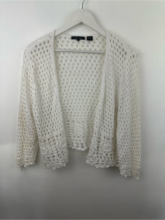 JEANNE PIERRE Sweaters - JEANNE PIERRE Open Crochet Cardigan Sweater Women's Size XL